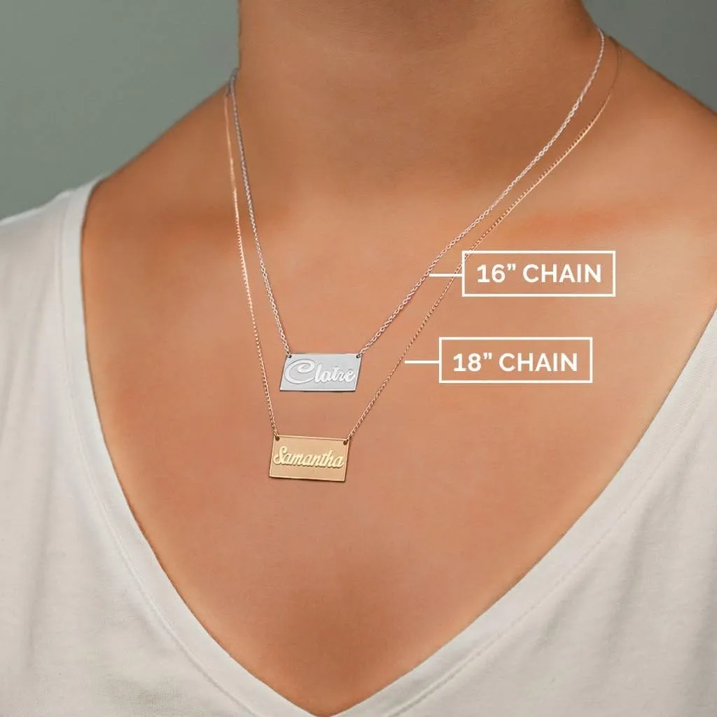 Sterling Silver Personalized Embossed Name Bar Pendant by JEWLR