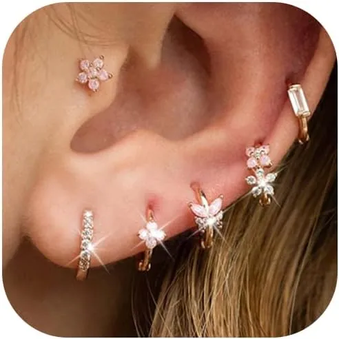 Stocking Stuffers Holiday Outfits for Women 2024 Gold Hoop Earrings Set for Women Trendy Dainty 14K Gold Plated Huggie Hoop Earring Sets for Multiple Piercing Chunky Hoops Earrings for Women Jewelry Gifts