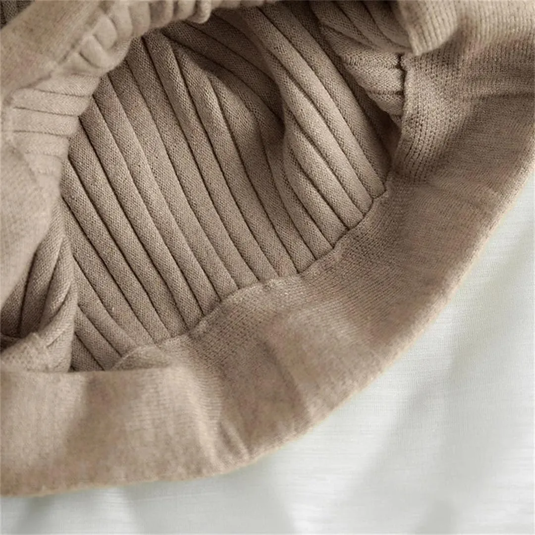 Striped Knitted Women Sweater Skirt Elastic Band Pleated Midi Skirts High Waist A-Line Skirts Female