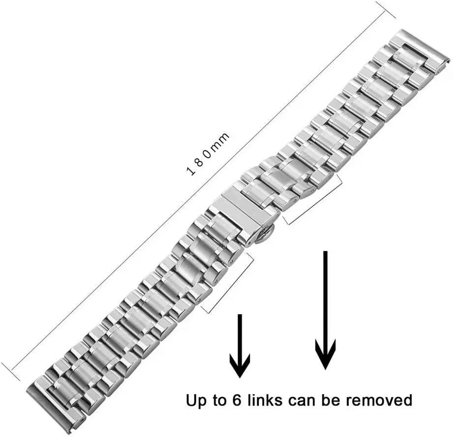 Stunning Brushed Stainless Steel Watch Band Strap Replacement with Straight&Curved End