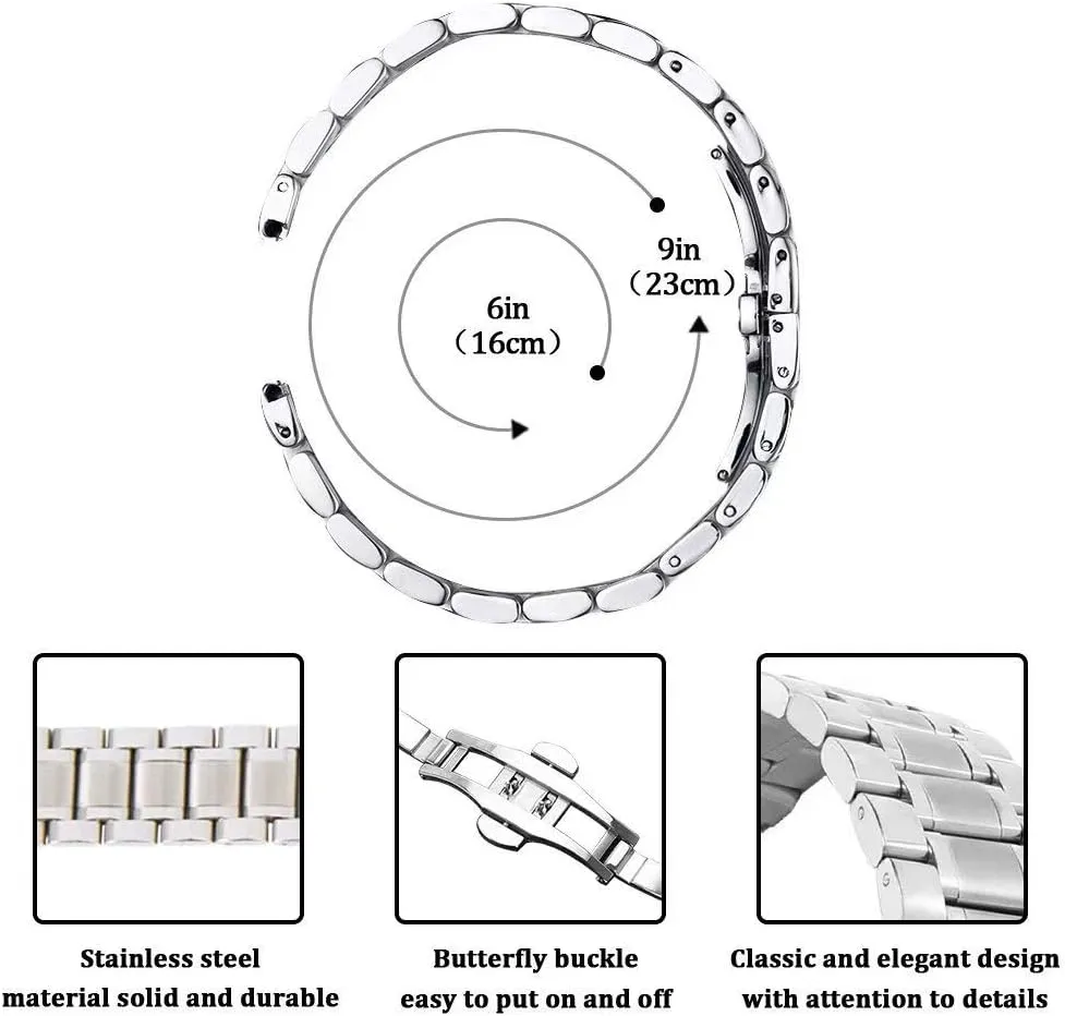 Stunning Brushed Stainless Steel Watch Band Strap Replacement with Straight&Curved End