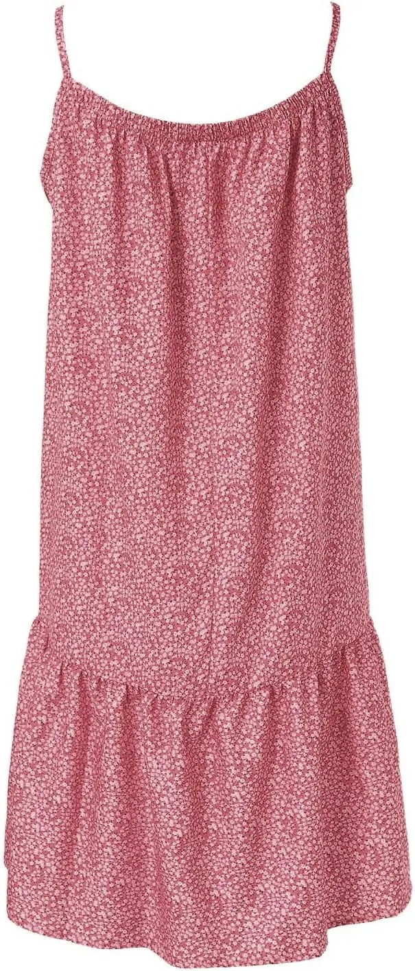 Summer Dresses for Women 2024 Floral Printed Ruffle Hem Spaghetti Sundresses Sleeveless Crewneck Beach Midi Dress