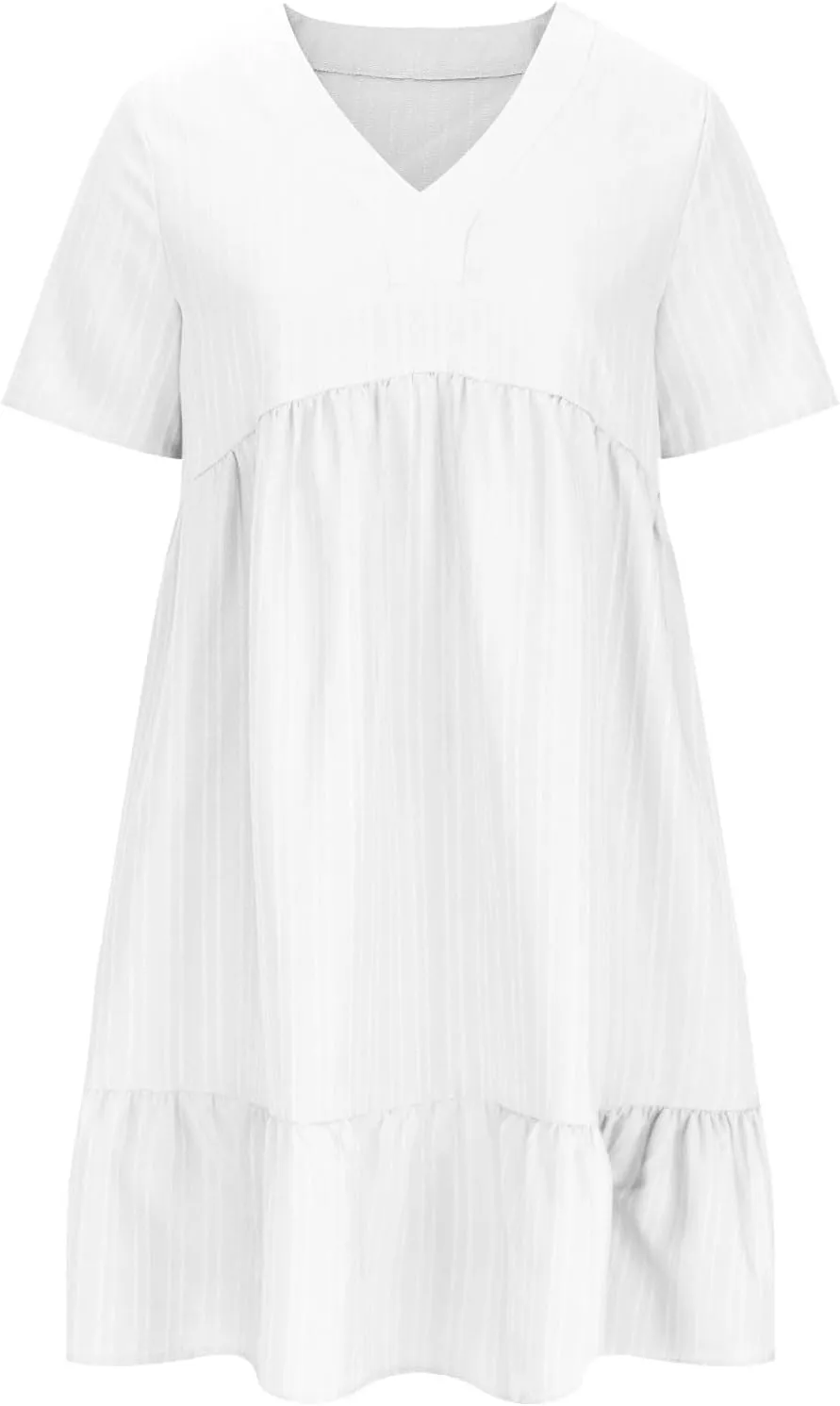 Summer Dresses for Women 2025 Vacation,Short Sleeve V Neck Mini T Shirt Dress Pleated Ruffle Flowy Beach Sundresses