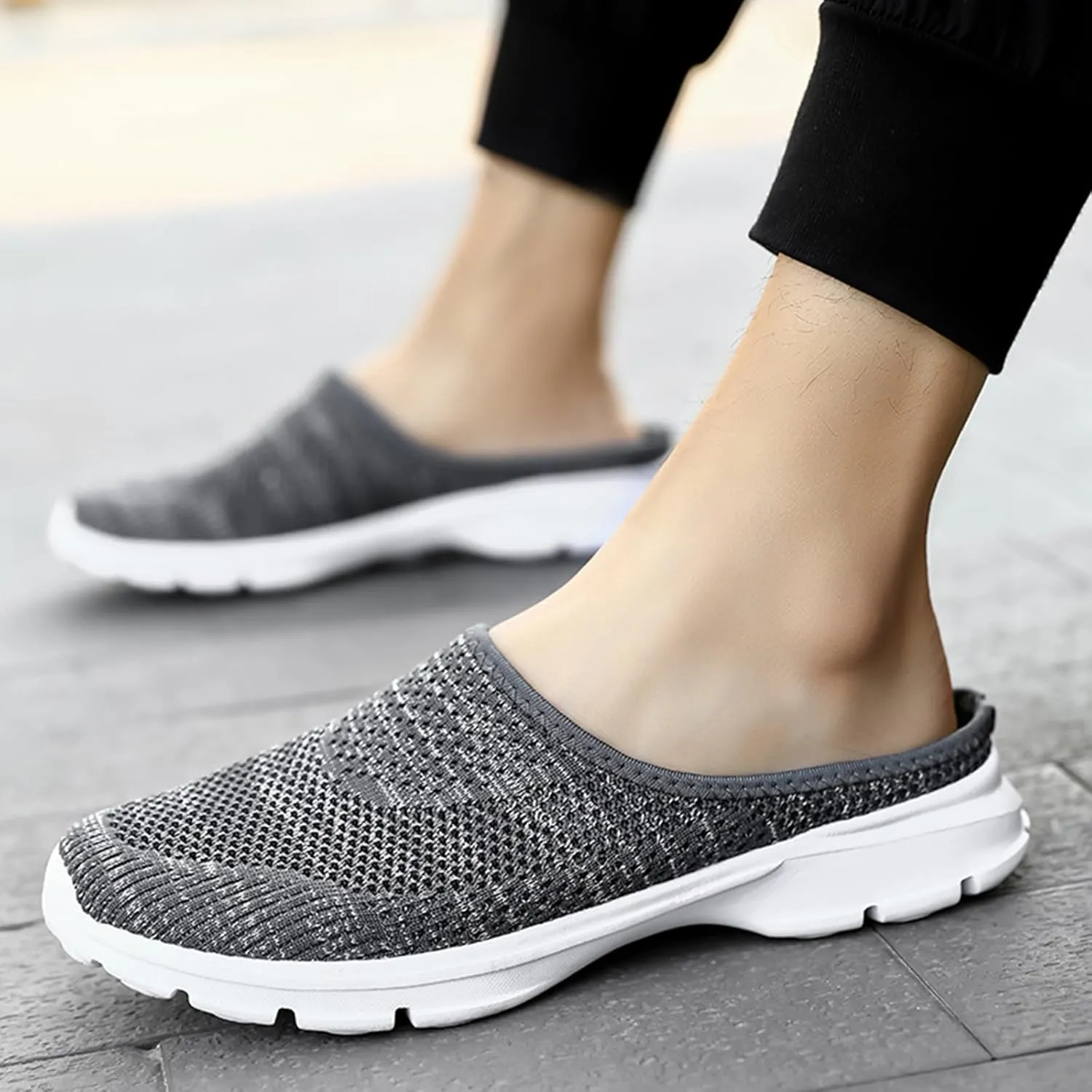 Summer Mules for Women Comfortable Orthopedic Clogs with Arch-Support Breathable Mesh Walking Mules Sneakers Fashion Slip On Closed Toe Shoes Casual Backless Shoes