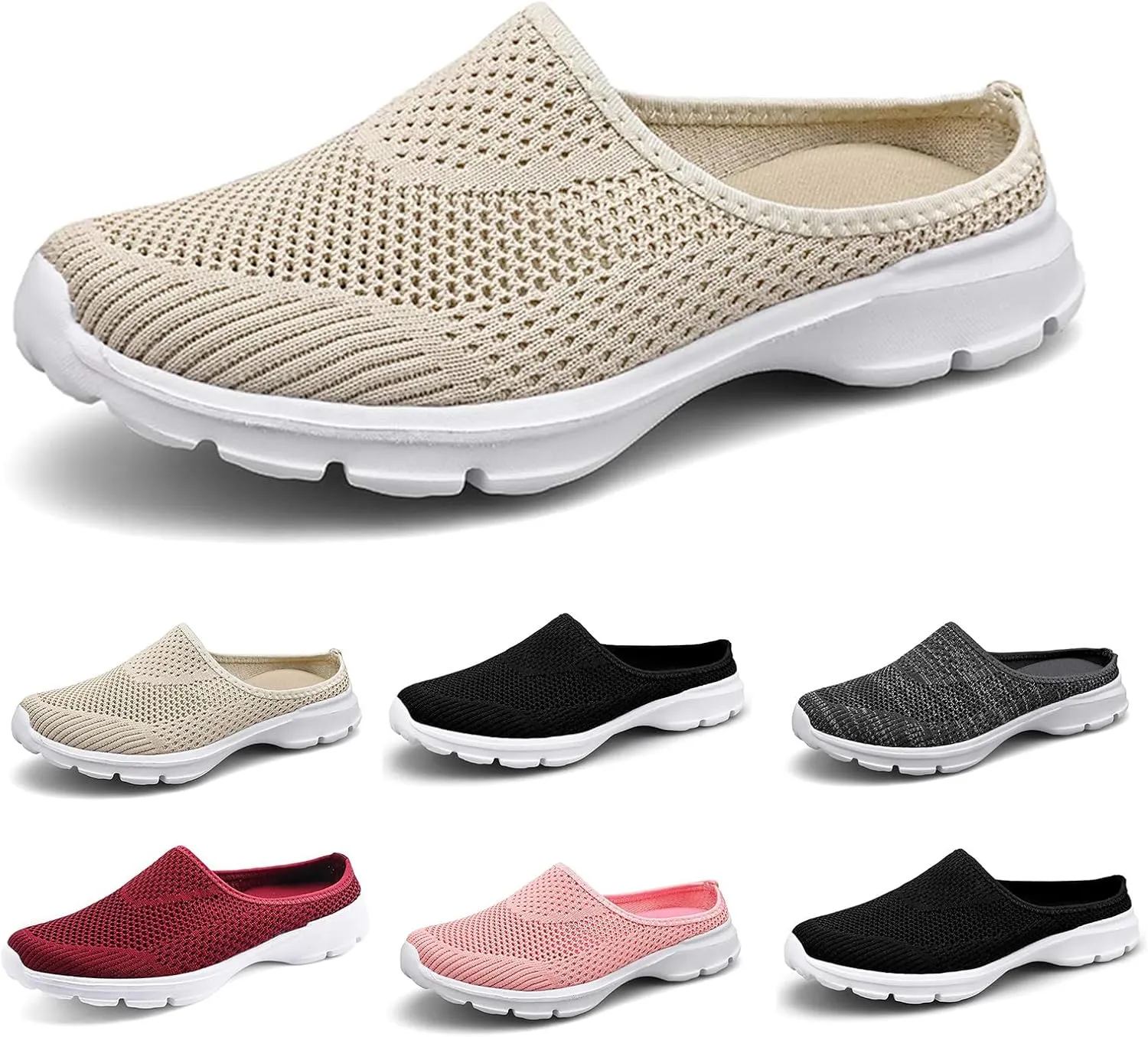 Summer Mules for Women Comfortable Orthopedic Clogs with Arch-Support Breathable Mesh Walking Mules Sneakers Fashion Slip On Closed Toe Shoes Casual Backless Shoes
