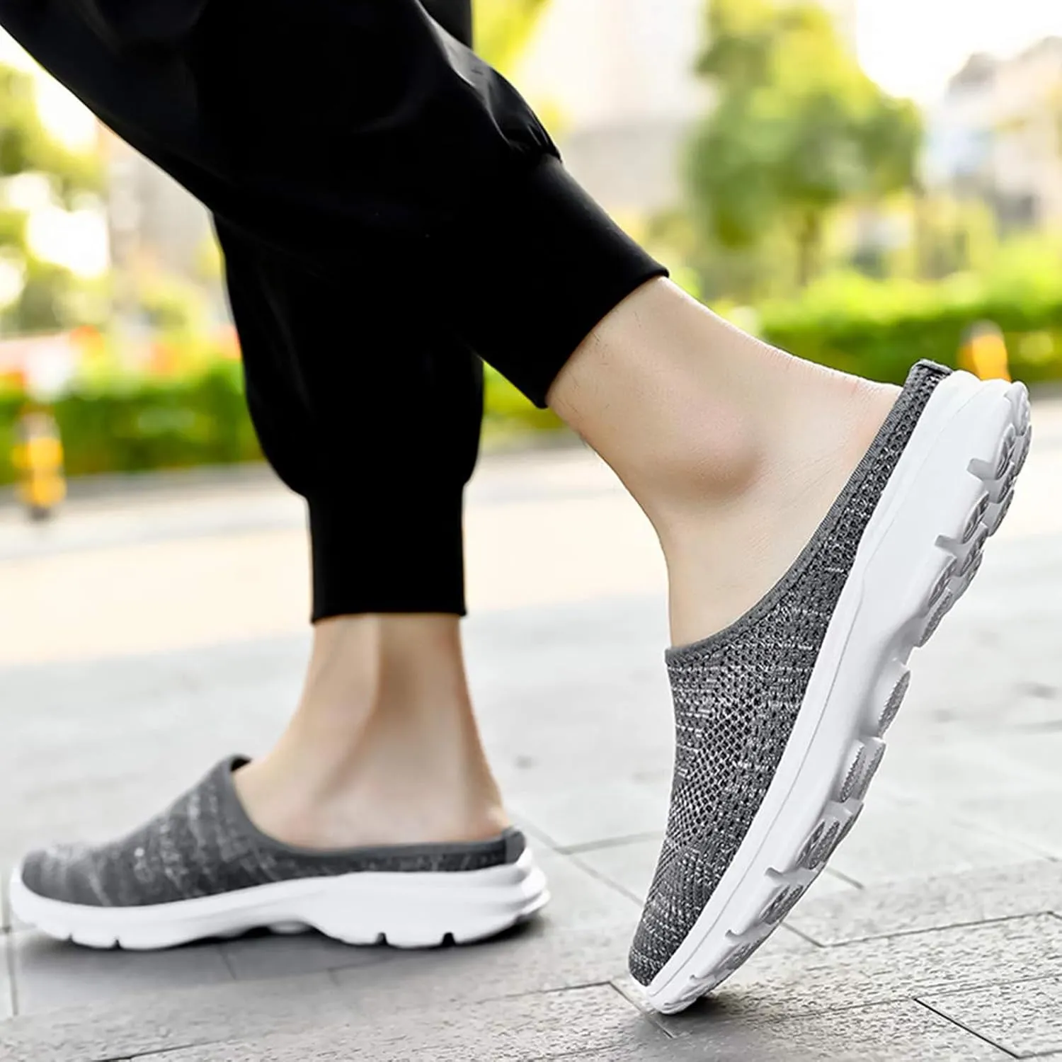 Summer Mules for Women Comfortable Orthopedic Clogs with Arch-Support Breathable Mesh Walking Mules Sneakers Fashion Slip On Closed Toe Shoes Casual Backless Shoes
