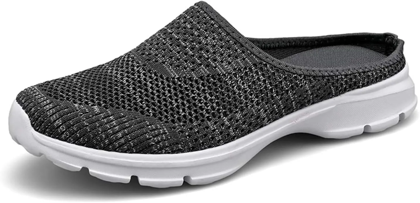 Summer Mules for Women Comfortable Orthopedic Clogs with Arch-Support Breathable Mesh Walking Mules Sneakers Fashion Slip On Closed Toe Shoes Casual Backless Shoes