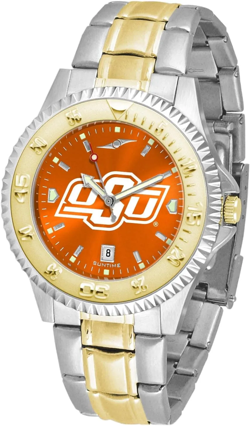 SunTime Oklahoma State Cowboys Men's Competitor Steel Watch Two-Tone Gold/Silver with Anochrome Dial