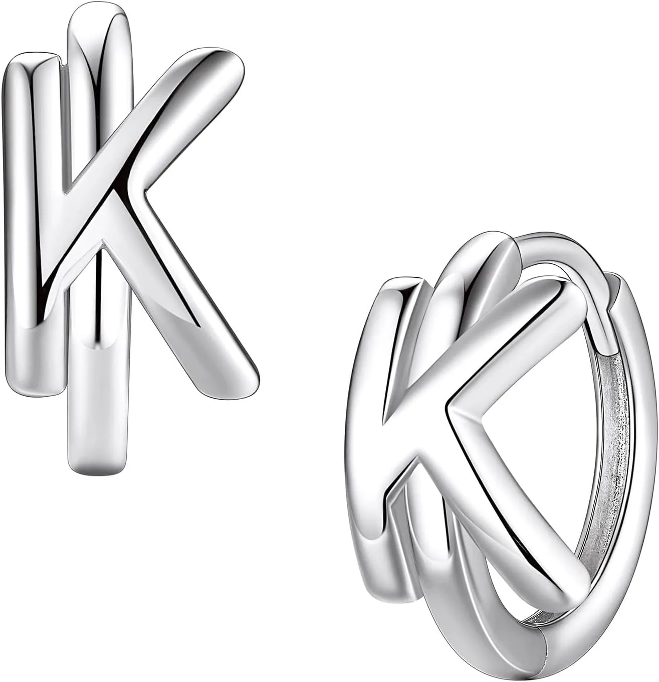 Suplight 925 Sterling Silver Initial Hoop Earrings for Women, Alphabet Letter A-Z Dainty Huggie Hoop Earrings (with Gift Box)