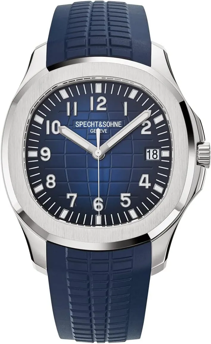 TACTO Specht&Sohne Automatic Watches for Men Rubber Strap Miyota 8215 Movt Classic Mechanical Sport Wristwatch Waterproof 42MM