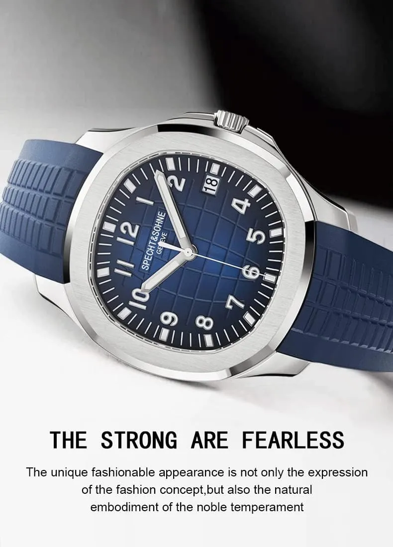 TACTO Specht&Sohne Automatic Watches for Men Rubber Strap Miyota 8215 Movt Classic Mechanical Sport Wristwatch Waterproof 42MM
