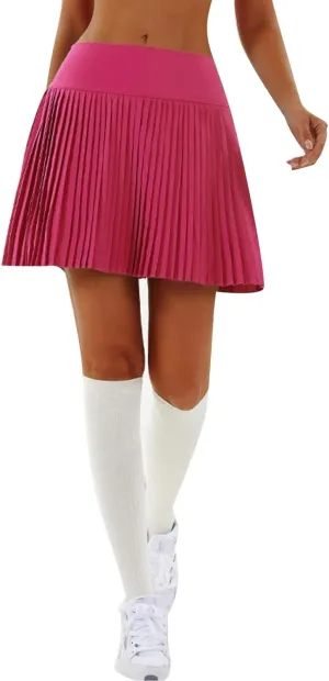 Tennis Skirts for Women with Shorts Trendy Pleated High Elastic Waist Sports Yoga Midi Skirts Flowy & Breathable