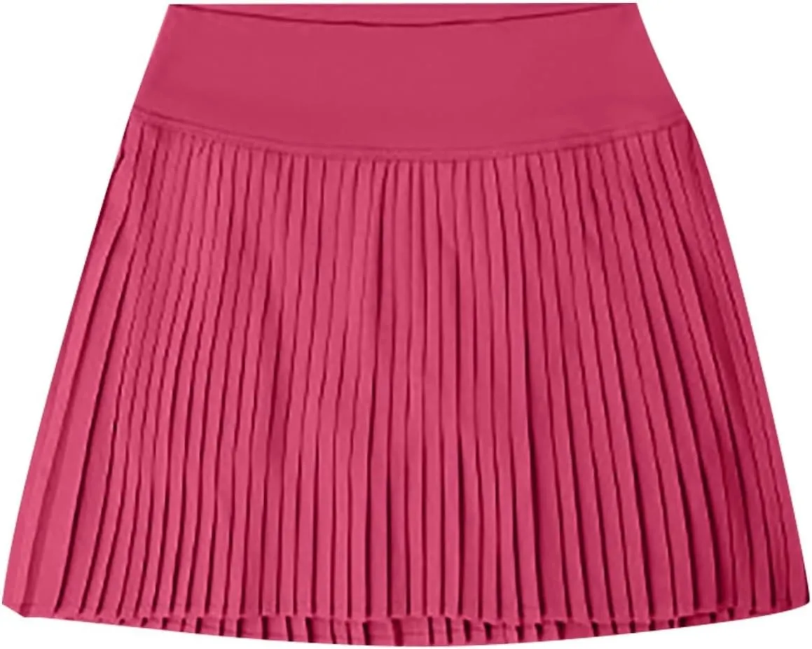 Tennis Skirts for Women with Shorts Trendy Pleated High Elastic Waist Sports Yoga Midi Skirts Flowy & Breathable