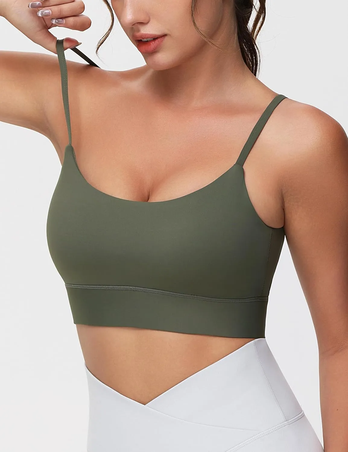 THE GYM PEOPLE Women's Adjustable Longline Sports Bras Scoop Neck Padded Wireless Workout Yoga Tops