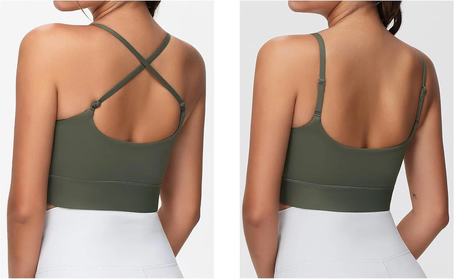 THE GYM PEOPLE Women's Adjustable Longline Sports Bras Scoop Neck Padded Wireless Workout Yoga Tops