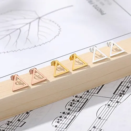 Triangle earrings, triangle studs, triangle, stud earrings, geometric earrings, earrings, minimalist earrings, handmade, geometric, triangle (Rose Gold)