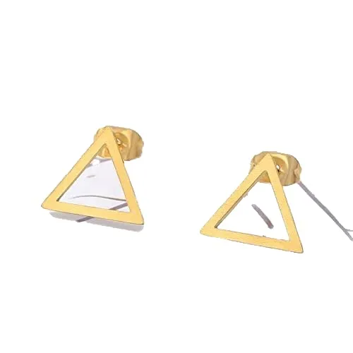 Triangle earrings, triangle studs, triangle, stud earrings, geometric earrings, earrings, minimalist earrings, handmade, geometric, triangle (Rose Gold)