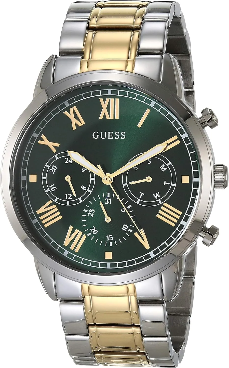 Two-Tone Bracelet Watch with Classic Green Dial, Silver-Tone/Gold-Tone/Green