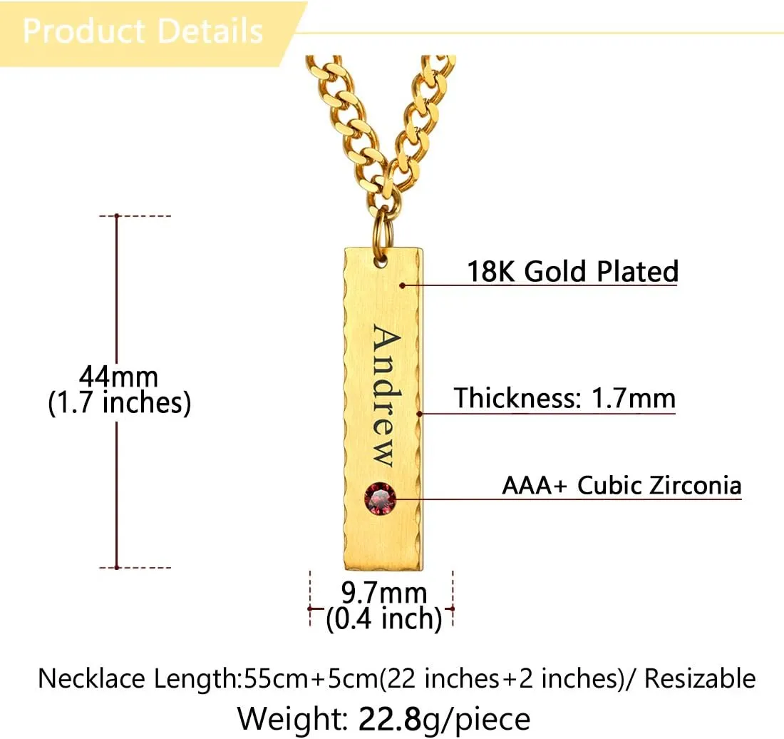 U7 Personalized Mothers Necklace with 1-8 Children Name Simulated Birthstones, Stainless Steel 18K Gold Plated Tree of Life Pendant/Disc Bar/Feet Necklaces for Grandma