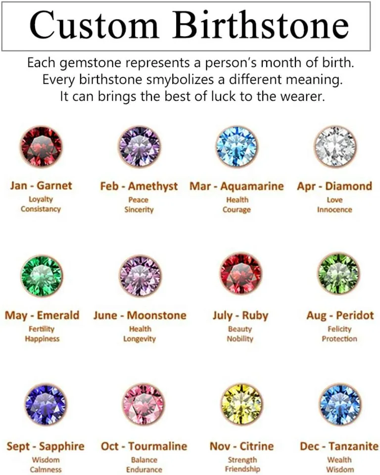 U7 Personalized Mothers Necklace with 1-8 Children Name Simulated Birthstones, Stainless Steel 18K Gold Plated Tree of Life Pendant/Disc Bar/Feet Necklaces for Grandma