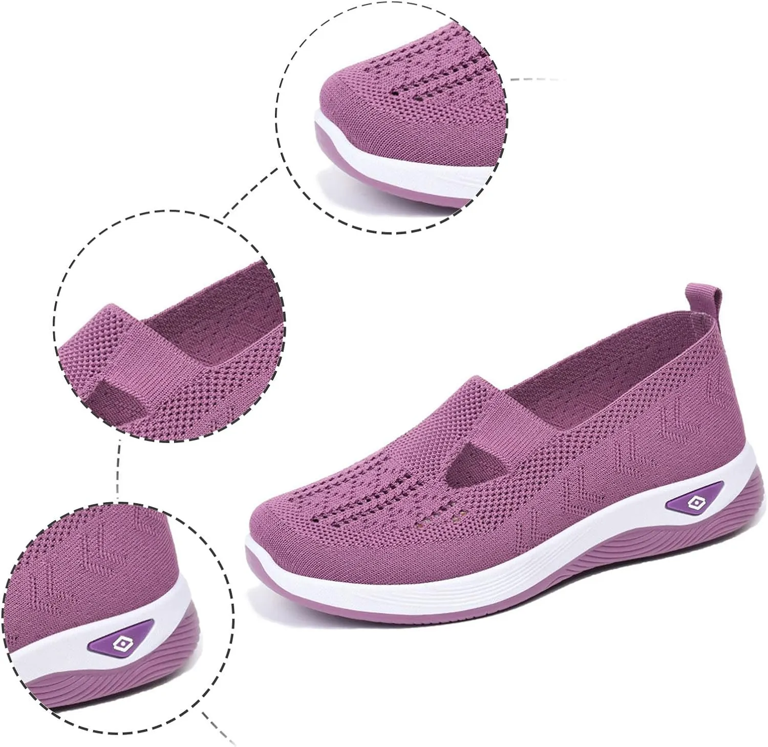 uhnmki Orthowalkway Womens Shoes, Women's Comfortable Breathable Slip-On Knitted Sneakers, Orthopedic Shoes for Women