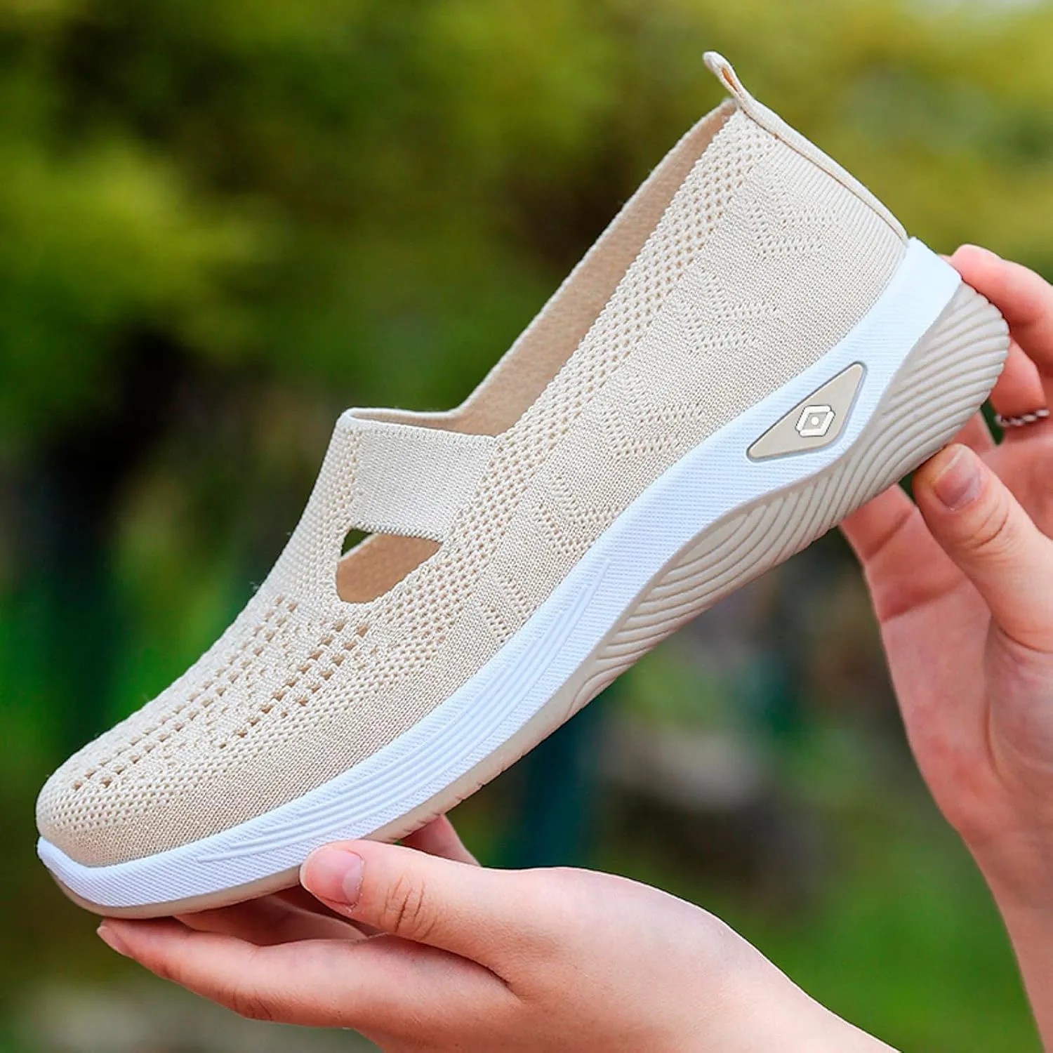 uhnmki Orthowalkway Womens Shoes, Women's Comfortable Breathable Slip-On Knitted Sneakers, Orthopedic Shoes for Women