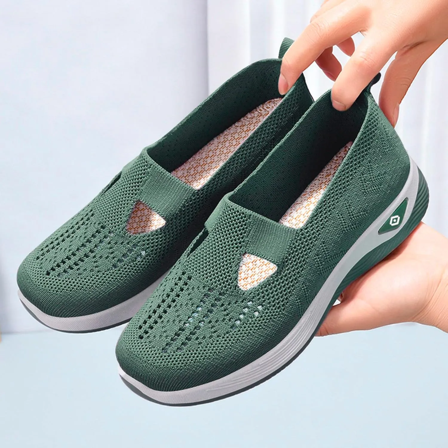 uhnmki Orthowalkway Womens Shoes, Women's Comfortable Breathable Slip-On Knitted Sneakers, Orthopedic Shoes for Women