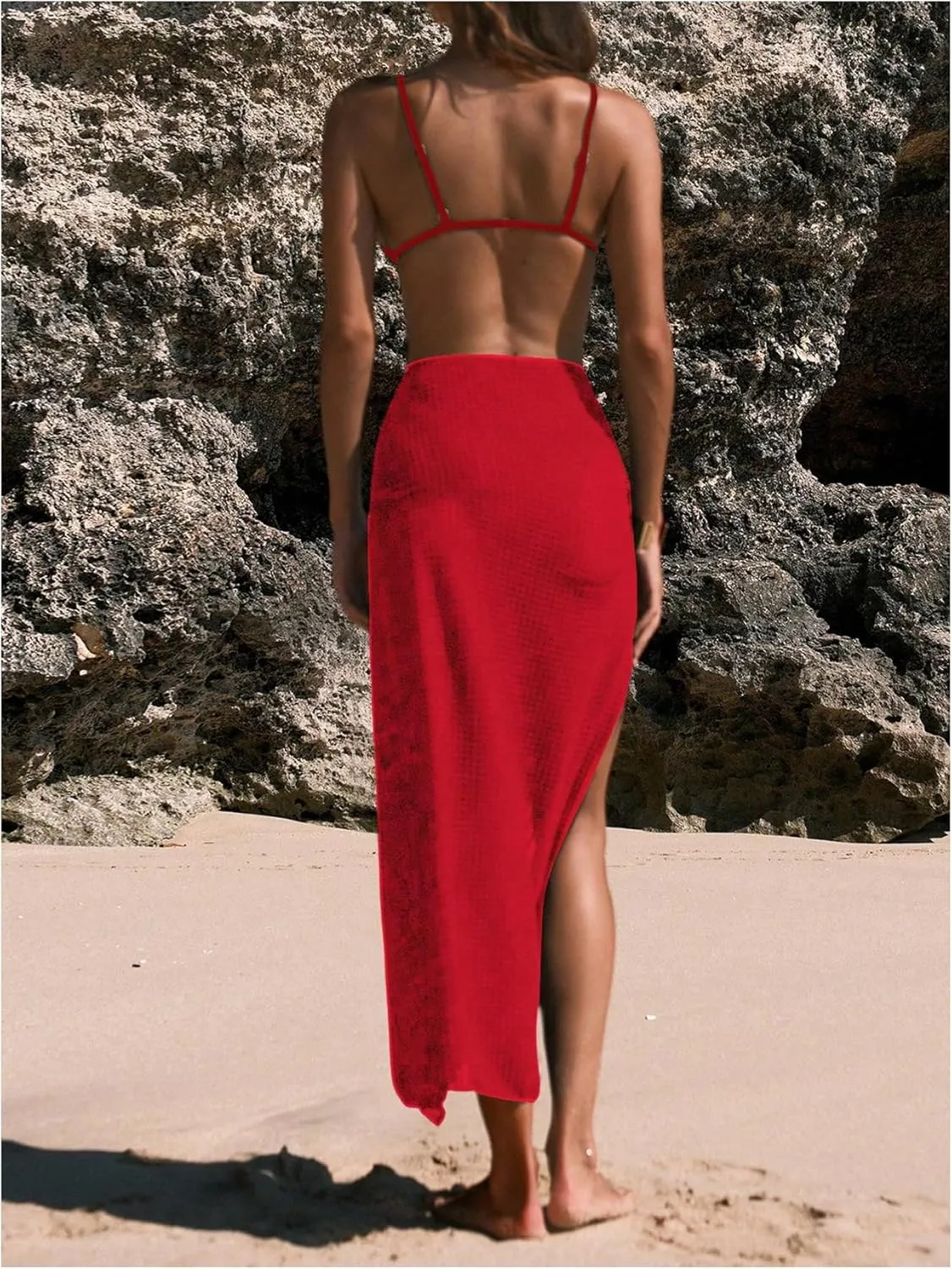 Verdusa Fashion Beach Cover Ups for Women Sarong Pareo Crochet Swimsuit Vacation Wrap Skirts