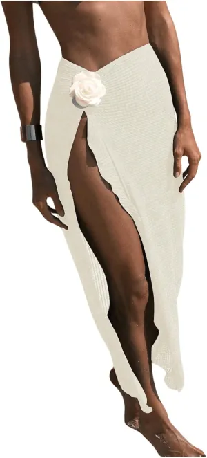 Verdusa Fashion Beach Cover Ups for Women Sarong Pareo Crochet Swimsuit Vacation Wrap Skirts