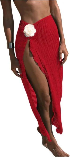 Verdusa Fashion Beach Cover Ups for Women Sarong Pareo Crochet Swimsuit Vacation Wrap Skirts
