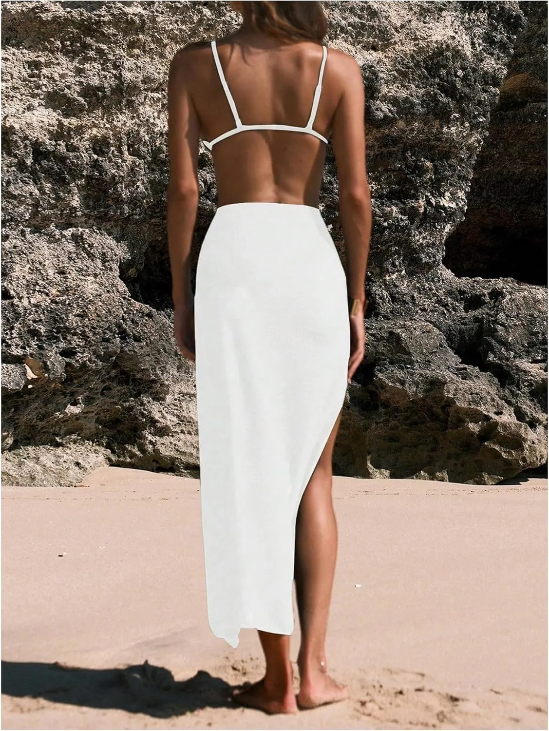 Verdusa Fashion Beach Cover Ups for Women Sarong Pareo Crochet Swimsuit Vacation Wrap Skirts