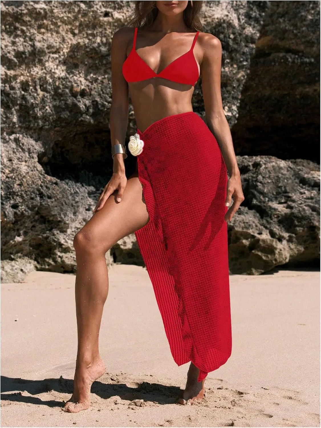 Verdusa Fashion Beach Cover Ups for Women Sarong Pareo Crochet Swimsuit Vacation Wrap Skirts
