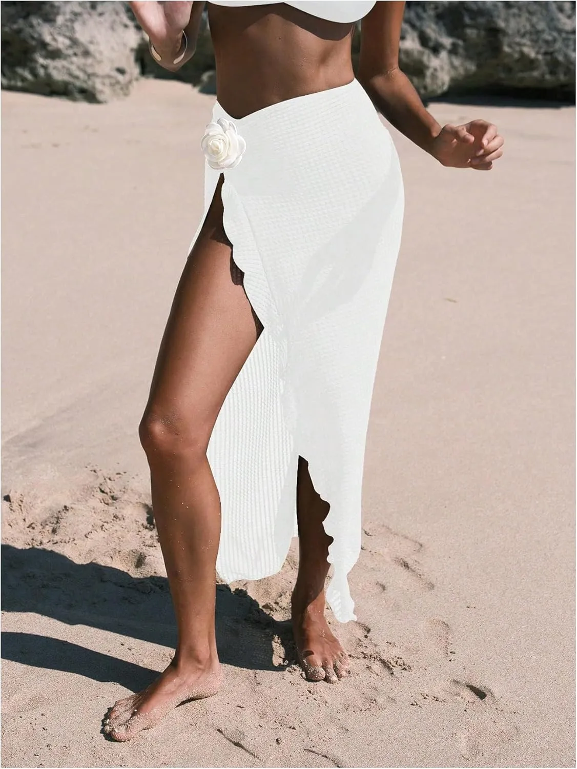 Verdusa Fashion Beach Cover Ups for Women Sarong Pareo Crochet Swimsuit Vacation Wrap Skirts