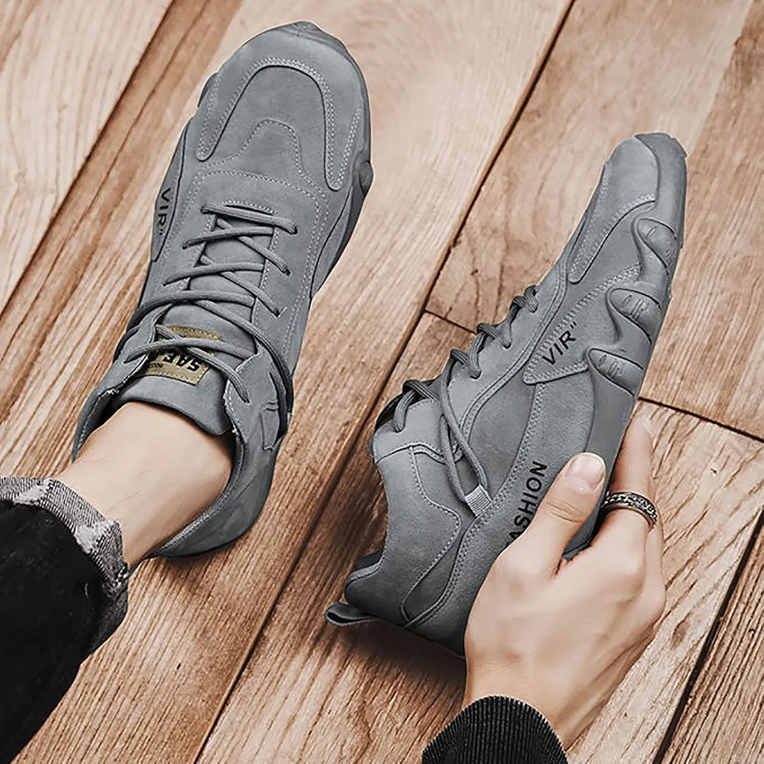 VESNIBA Sports Shoes for Men Popular Labor Work Shoes Wear High Top Board Shoes Casual Leisure Shoes Hiking Men