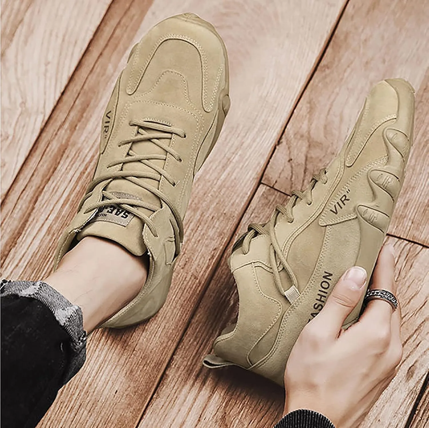 VESNIBA Sports Shoes for Men Popular Labor Work Shoes Wear High Top Board Shoes Casual Leisure Shoes Hiking Men