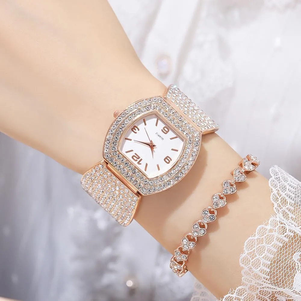 Weicam Women Classic Crystal Bangle Analog Quartz Wristwatches