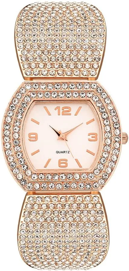 Weicam Women Classic Crystal Bangle Analog Quartz Wristwatches