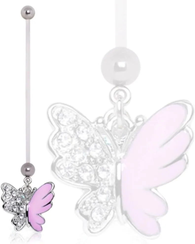 WildKlass Jewelry BioFlex Two Tone Butterfly Pregnancy Navel Ring