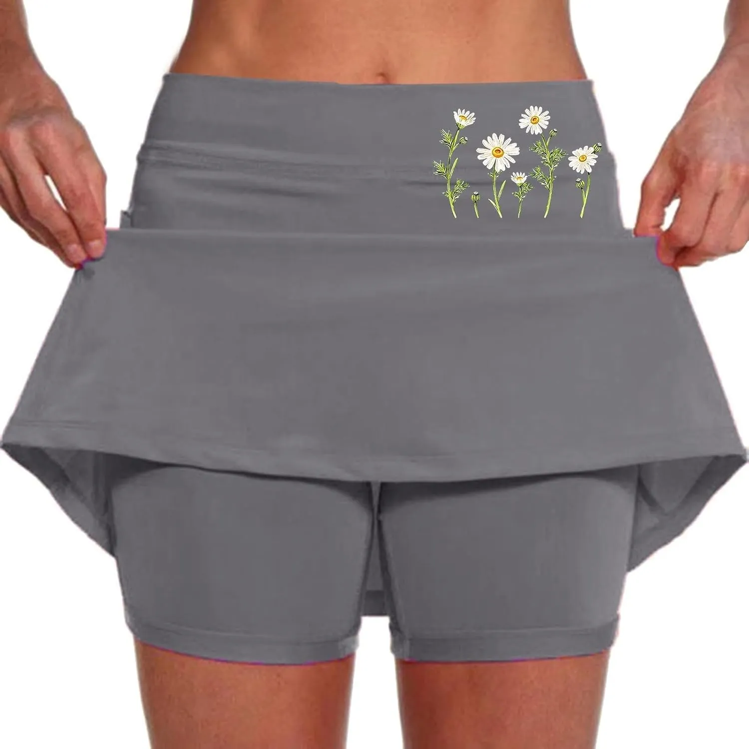 Women 2 Piece Tennis Skirts Summer 2025 Elastic Waist A Line Workout Culottes Trendy Casual Comfort Elastic Waist Skorts