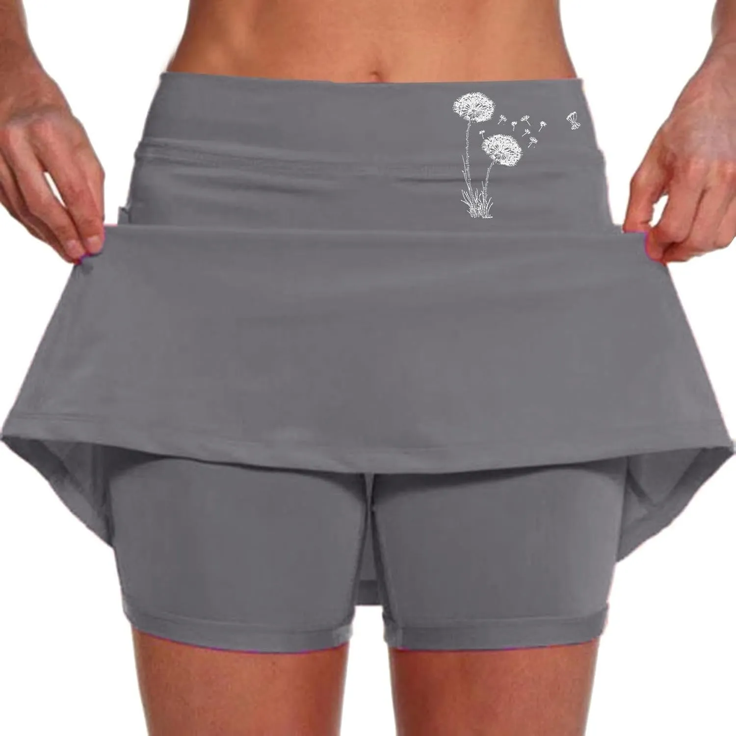 Women 2 Piece Tennis Skirts Summer 2025 Elastic Waist A Line Workout Culottes Trendy Casual Comfort Elastic Waist Skorts