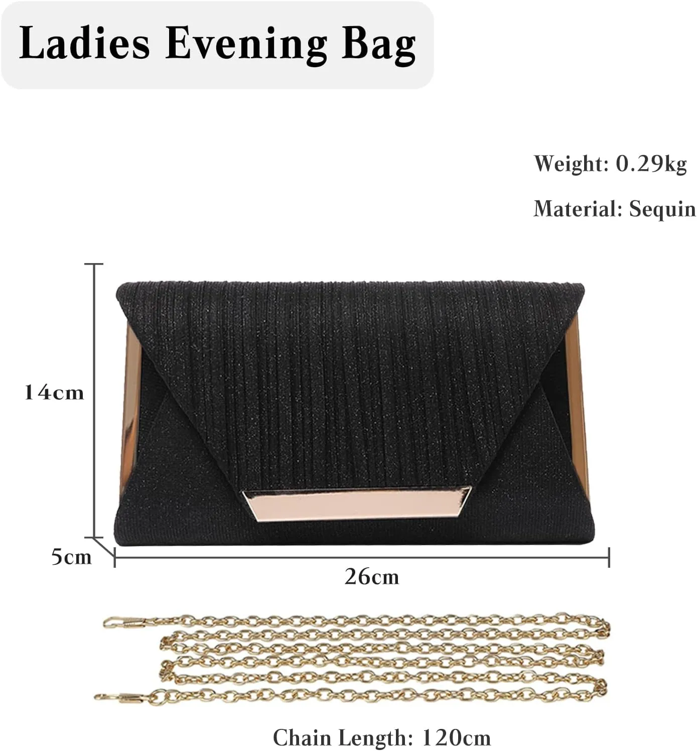 Women Envelope Evening Bag Glitter Sequins Clutch Bag Bridal Wedding Purse Sparkly Shoulder Bag Shiny Handbag