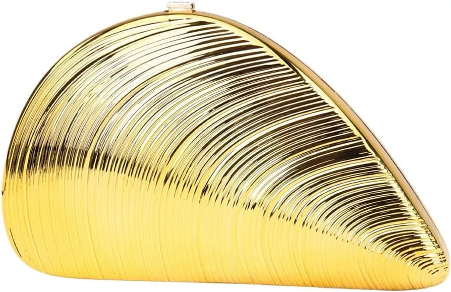 Women Fashion Shell Clutch Purse Elegant Stripe Evening Bag Detachable Chain Hang Bag for Wedding Guest Bridesmaid