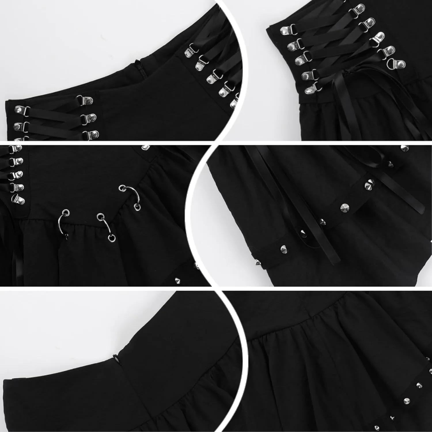 Women Gothic Pleated Mini Skirt Y2K Casual High Waisted A Line Short Skirts