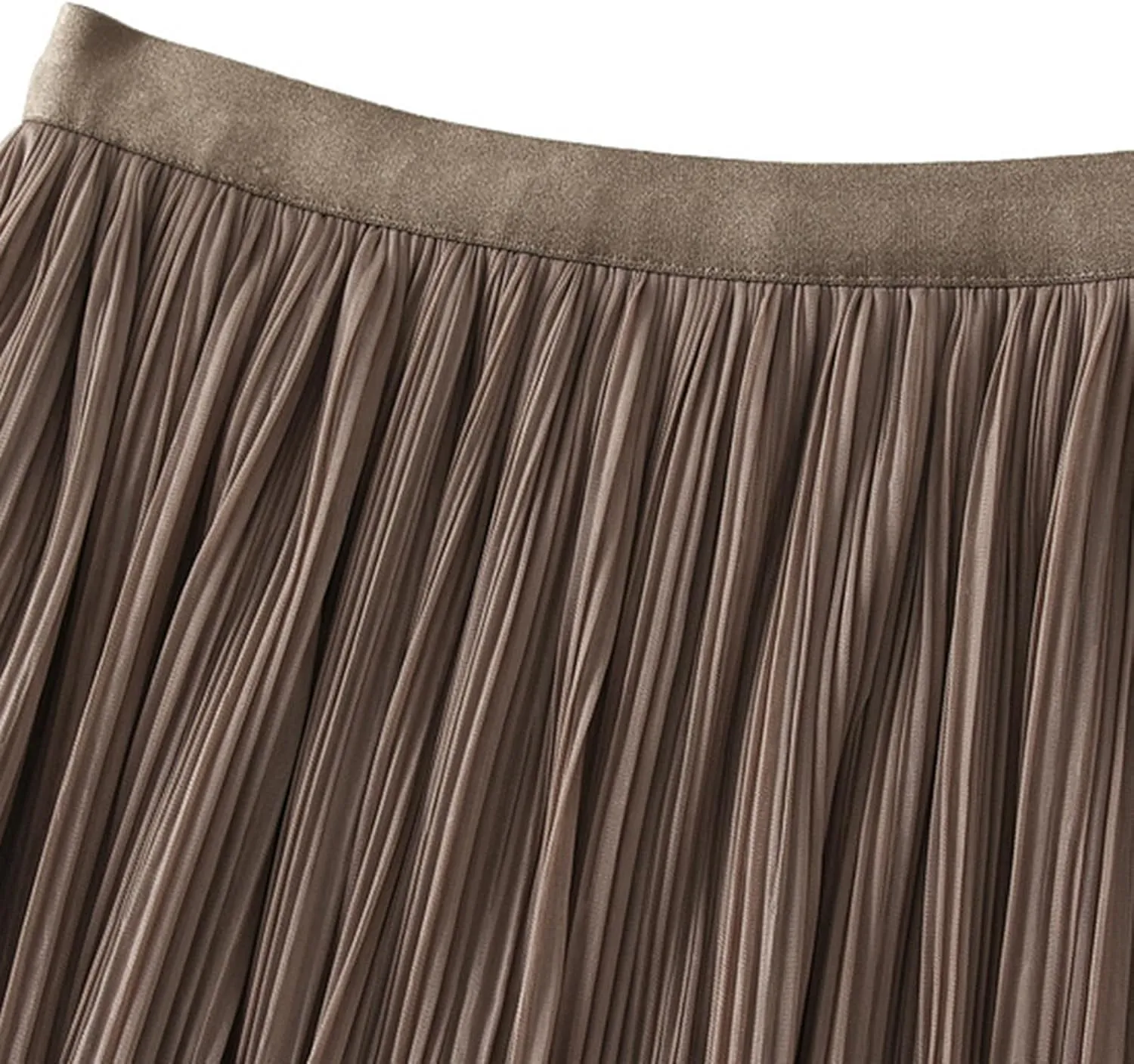 Women High Elastic Waist Pleated Chiffon Skirt Midi Swing A-line Skirts Elastic Waist Knee Length Half Dress