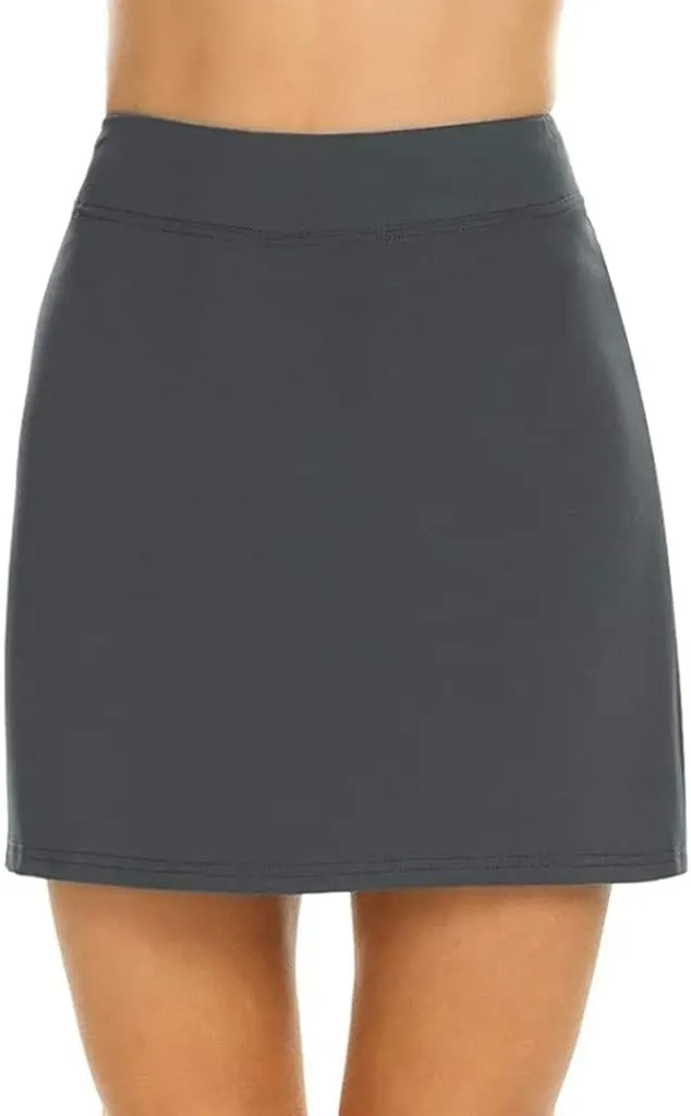 Women Mini Skirt with Shorts Trendy High Waisted Side Slit Solid Color Casual Active Golf Yoga Running Shift Skirts