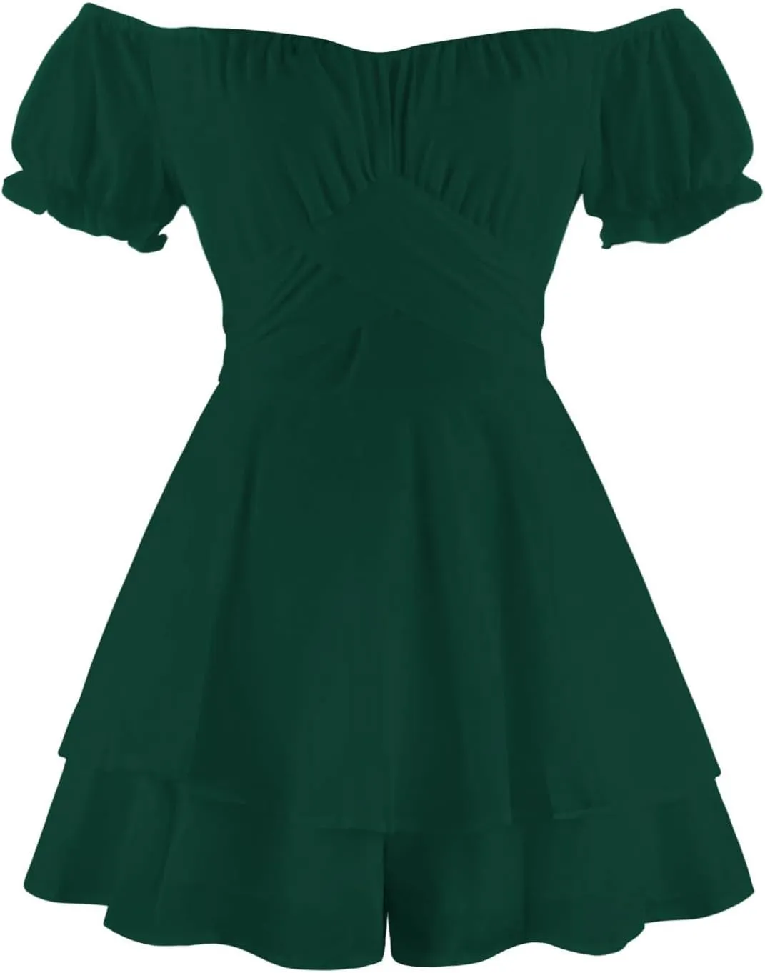 Women Off The Shoulder Mini Dresses Sexy Strapless Ruffle Hem Flowy Sundress Hawaiian Beach Vacation Dresses Fairy Dresses