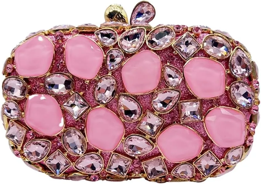 Women Pillow Crystal Evening Bag Glitter Gemstone Clutch Purse Sparkly Handbag for Wedding Celebration Gathering