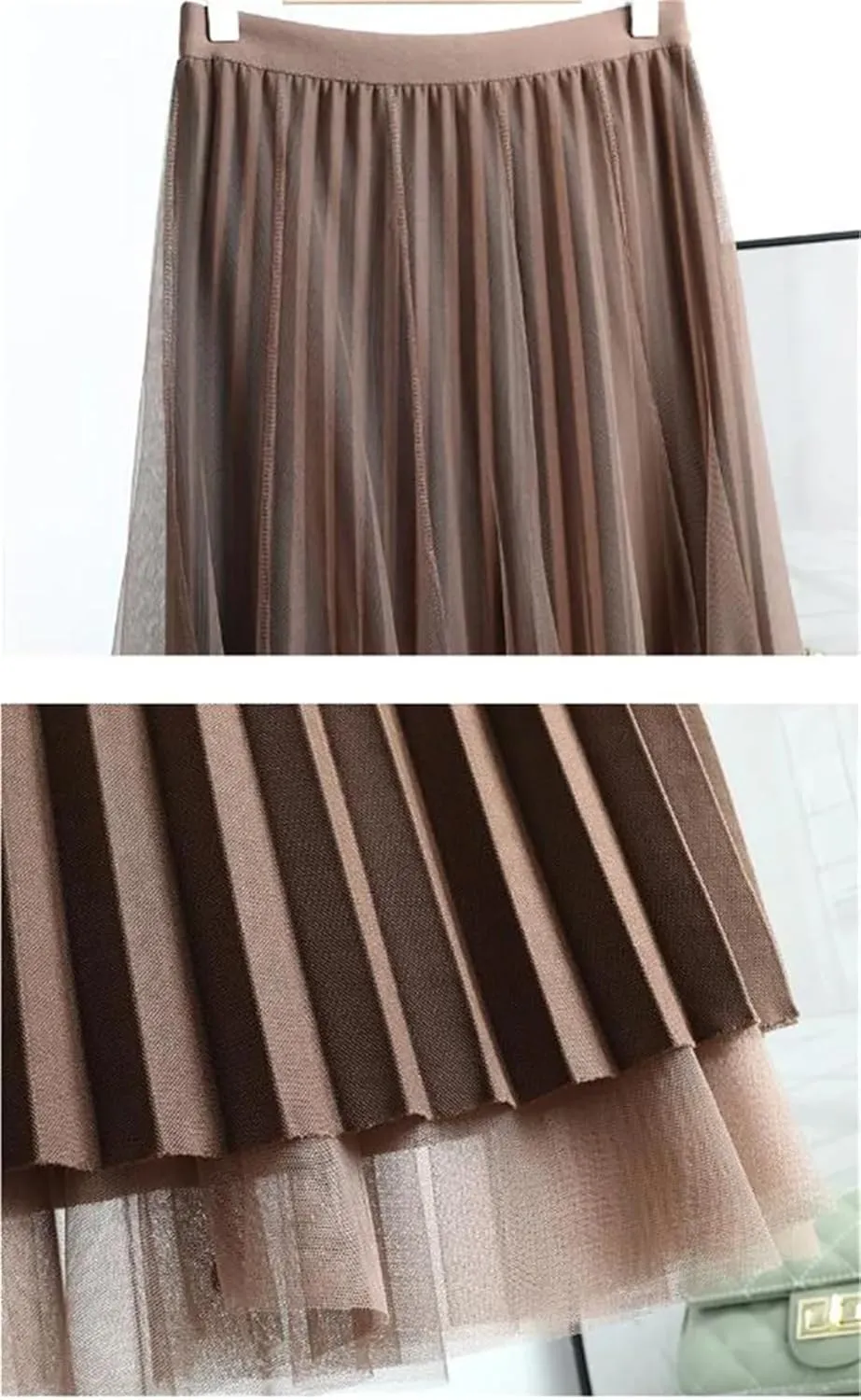 Women Temperament Midiskirt Spring Long Overknee High Waist Pleated Skirt OL Office
