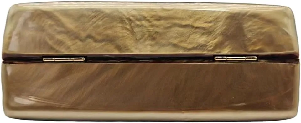 Women Vintage Square Evening Bag Marble Acrylic Clutch Purse Glitter Metal Chain Handbag for Family Gathering Dating