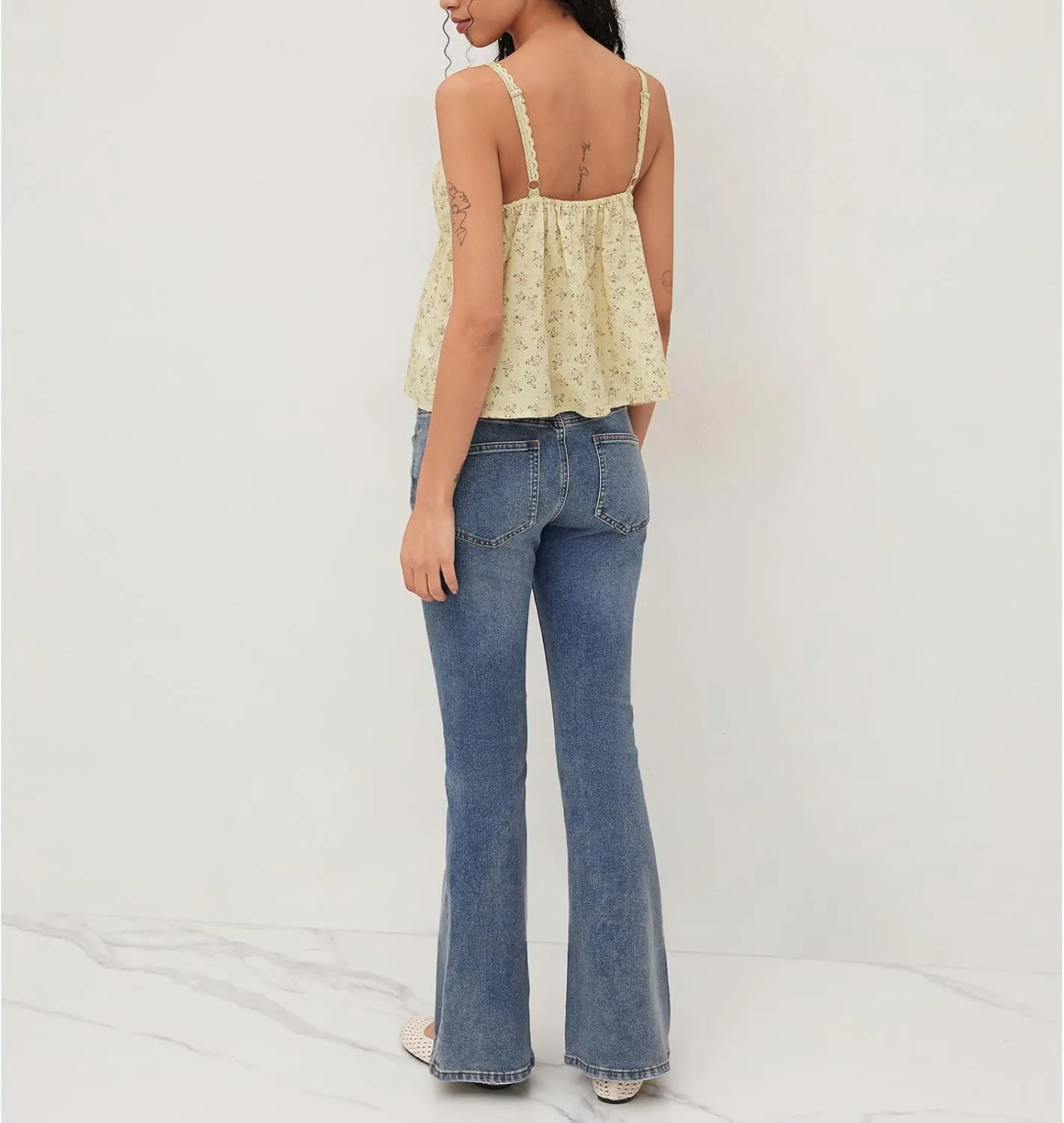 Women Y2k Floral Babydoll Tank Cami Top Spaghetti Strap Cut Ruffle Sleeveless Shirts Aesthetic Going Out Tops